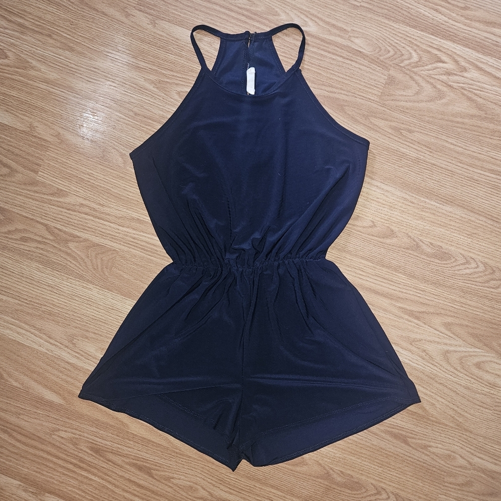 Pinc Navy Blue Halter Jumpsuit